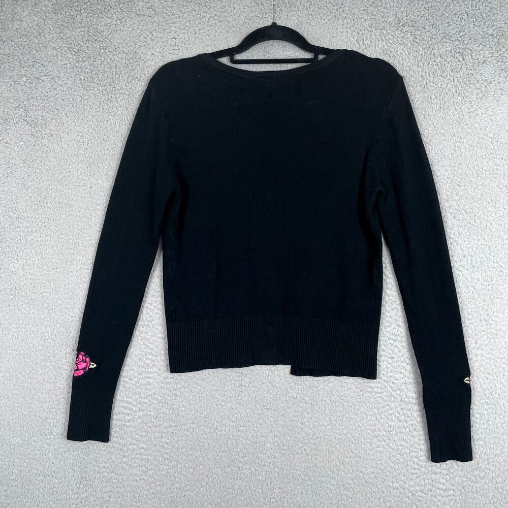 Day of the Dead Embroidered Black Cardigan Sweater - Women's - Picture 2 of 8
